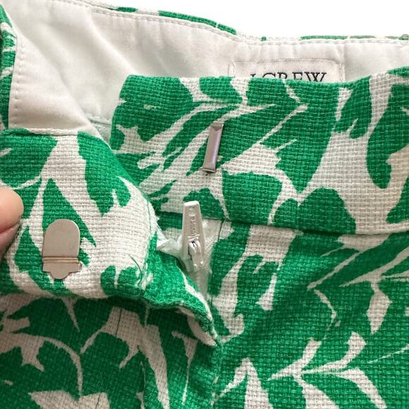 J. Crew 5" Basketweave Shorts Women Sz 4 Green White tropical leaf print 1216 - Picture 3 of 8
